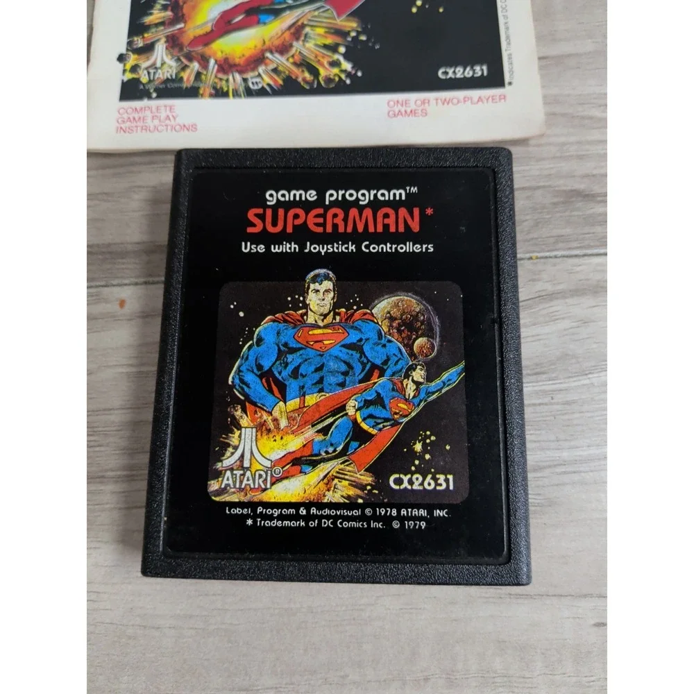Superman for Atari 2600, Video Game Cartridge CX2631 and manual 80s